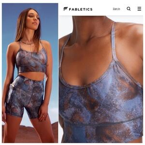 Fabletics Tie-Dye Sports Bra in Blue and Brown